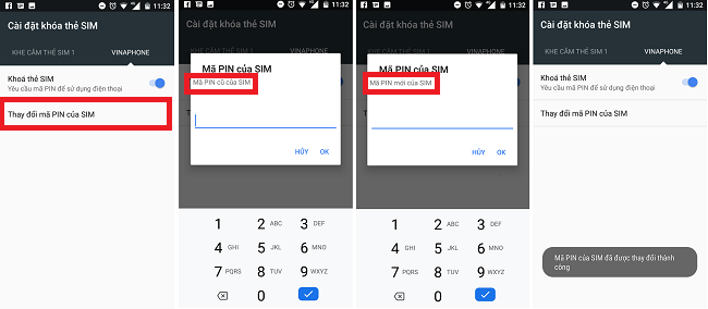 thay doi ma PIN cua sim VinaPhone