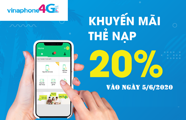 VinaPhone khuyến mãi 20% vào ngày 5/6/2020