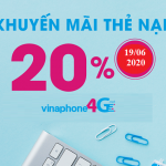 VinaPhone khuyến mãi tặng 20% thẻ nạp vào 19/6/2020