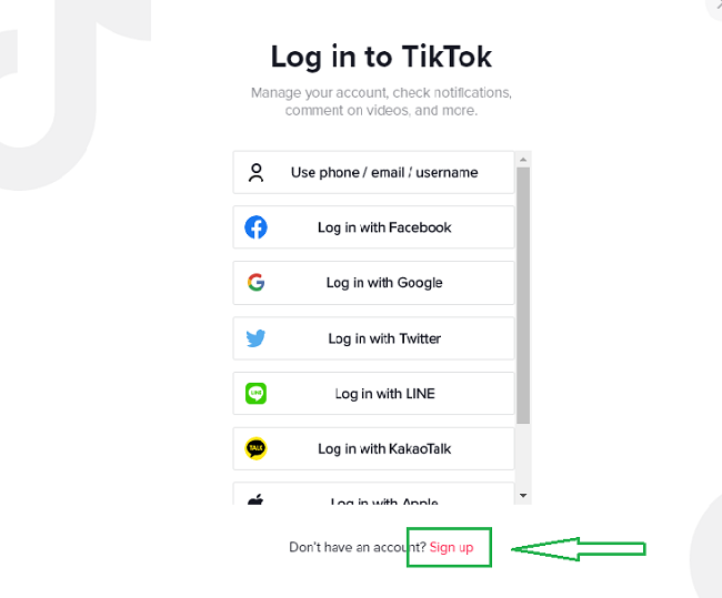 đăng nhập Tiktok trên pc