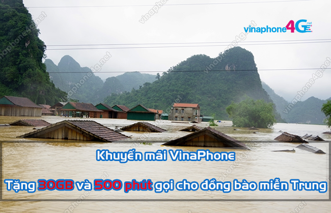 vinaphone tang phut goi va dung luong cho dong bao mien trung