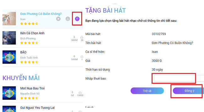 tang bai hat nhac cho vinaphone