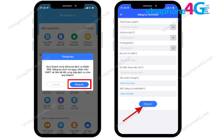dang ky multisim vinaphone online