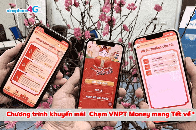 chuong trinh khuyen mai cham vnpt money mang tet ve 