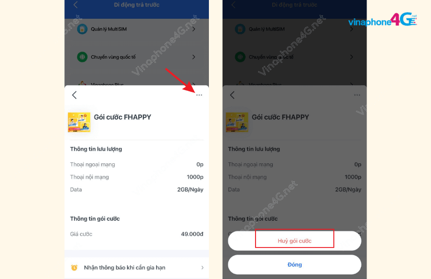 cach huy cac dich vu tru tien cua vinaphone