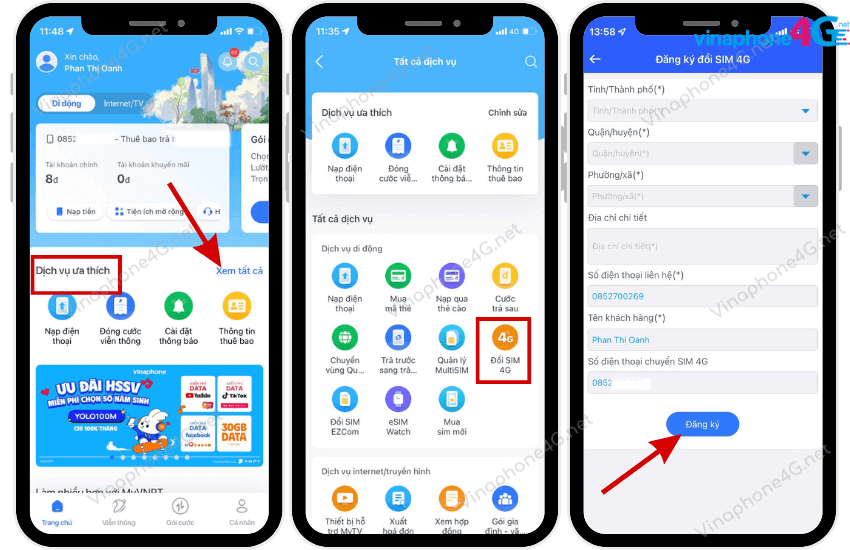 doi phoi sim trang sang sim 4g vinaphone