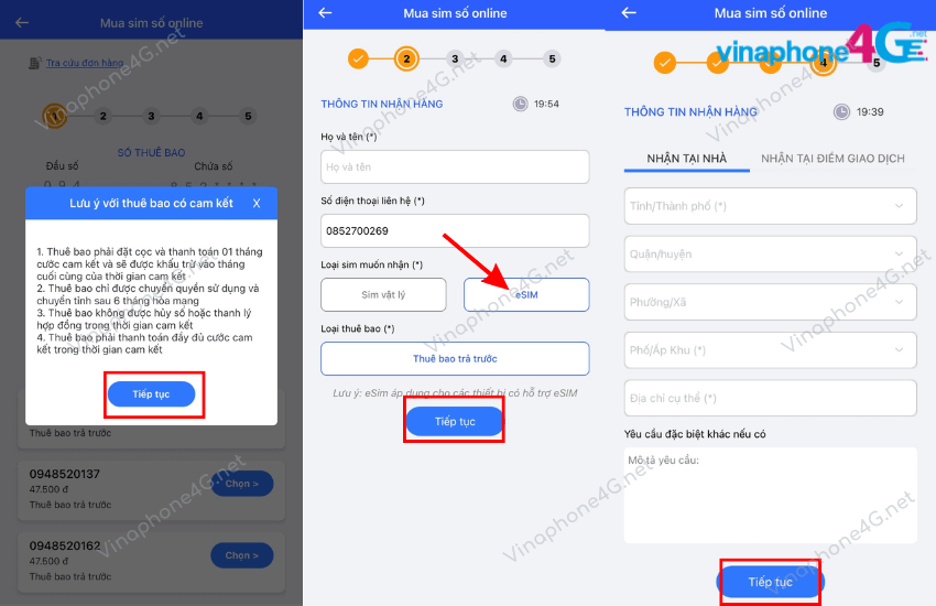 cach dang ky esim vinaphone online