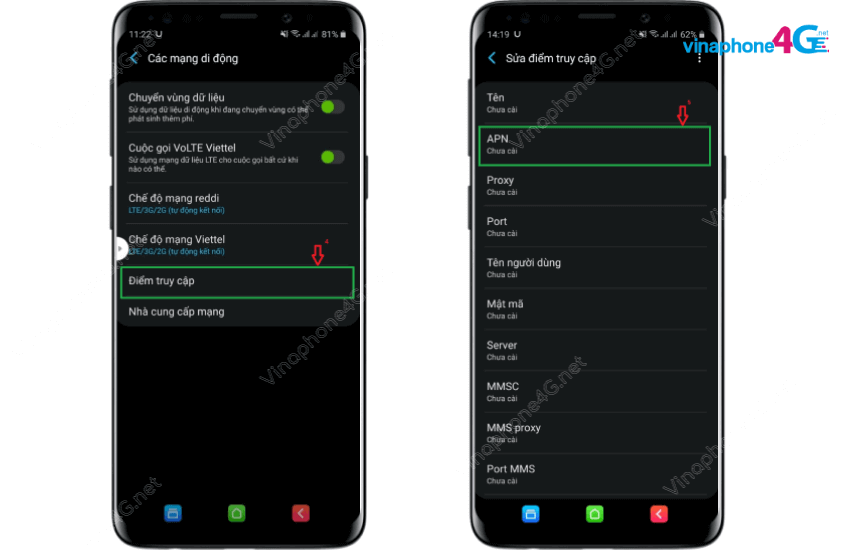 cai dat diem truy cap apn vinaphone